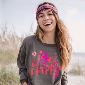 Natural Life Brown Be Happy Sweatshirt Pockets-M